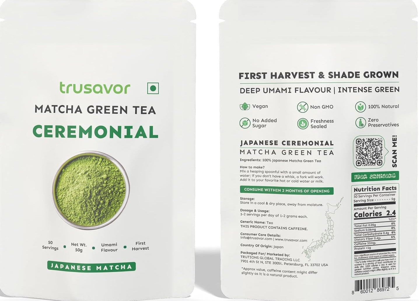 Ceremonial Matcha Green Tea Powder 50 Gram
