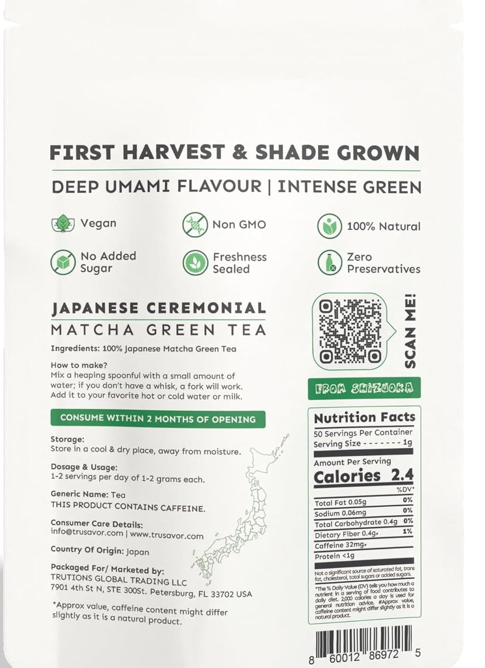Ceremonial Matcha Green Tea Powder 50 Gram