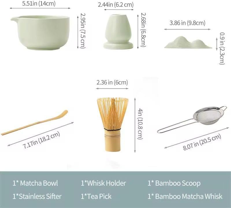 Matcha Tea Set, Complete Kit with Bamboo Tools for Hot and Iced Matcha Preparation
